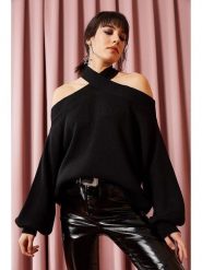 Olalook Sweter w kolorze czarnym rozmiar: onesize. Czarne swetry Olalook, bez wzorów, bez ramiączek. Za 65.69 zł.