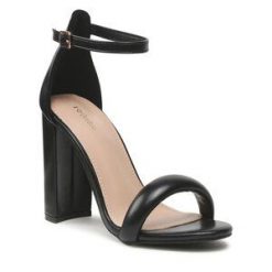 Sandały DeeZee. Czarne sandały DeeZee, bez wzorów, bez obcasa, na słupku, bez zapięcia. Za 129.99 zł.