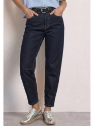 Street One Dżinsy - Barrel fit - w kolorze granatowym rozmiar: W27/L28. Niebieskie jeansy Street One, l, z aplikacjami, z podwyższonym stanem. Za 189.95 zł.