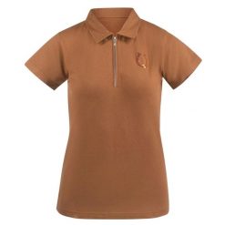 Damskie elastyczne bawełniane jeździeckie polo Horze Amy. Brązowe koszulki polo HORZE, s, bez wzorów, z bawełny, bez kołnierzyka, bez ramiączek. Za 97.50 zł.