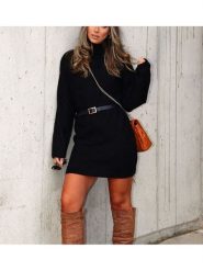 Milan Kiss Sukienka dzianinowa w kolorze czarnym rozmiar: XL. Czarne sukienki Milan Kiss, na co dzień, xl, bez wzorów, z dzianiny, bez kołnierzyka, bez ramiączek, mini, proste. Za 152.99 zł.