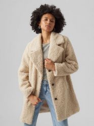 Vero Moda Płaszcz pluszowy w kolorze beżowym rozmiar: S. Brązowe płaszcze Vero Moda, s, bez wzorów, z puchu, bez kaptura. Za 189.95 zł.