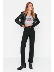 Trendyol Dżinsy - Slim fit - w kolorze czarnym rozmiar: 36. Czarne jeansy Trendyol, bez wzorów, z podwyższonym stanem. Za 110.04 zł.