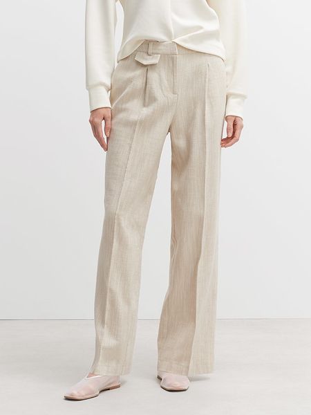 OPUS Spodnie w kolorze beżowym rozmiar: 38. Brązowe spodnie materiałowe Opus, na co dzień, bez wzorów, z bawełny. Za 135.49 zł.