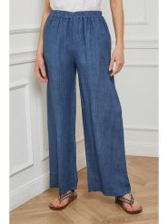 Fleur de Lin Lniane spodnie "Garibaldi" w kolorze granatowym rozmiar: S. Niebieskie spodnie materiałowe Fleur de Lin, s, bez wzorów, ze lnu. Za 121.99 zł.