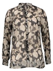 Guess Bluzka w kolorze czarno-beżowym rozmiar: XS. Brązowe bluzki Guess, xs, z aplikacjami, bez kołnierzyka, bez ramiączek. Za 61.60 zł.