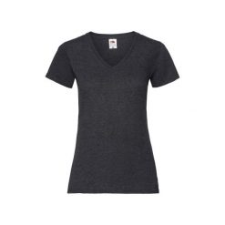 Koszulka Damska Valueweight Heather Z Dekoltem V. Szare bluzki FRUIT OF THE LOOM, m, bez wzorów, sportowe, bez kołnierzyka, bez ramiączek. Za 33.99 zł.