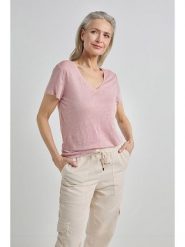Josephine & Co Koszulka "Jelka" w kolorze jasnoróżowym rozmiar: M. Różowe bluzki Josephine & Co, m, bez wzorów, ze lnu, bez kołnierzyka, bez ramiączek. Za 136.13 zł.