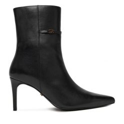 Botki GINO ROSSI. Czarne botki Gino Rossi, bez wzorów, bez obcasa, na szpilce, bez zapięcia. Za 499.99 zł.