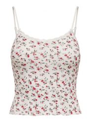 ONLY Top w kolorze biało-czerwonym rozmiar: XL. Białe topy Only, xl, bez wzorów, z bawełny, bez kołnierzyka, bez ramiączek. Za 30.99 zł.