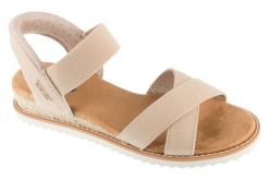 Sandały damskie, Desert Kiss-Golden Lily. Niebieskie sandały Skechers, bez wzorów, z materiału, sportowe, bez obcasa, bez zapięcia. Za 289.99 zł.