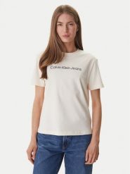 Calvin Klein Jeans T-Shirt LV047C912G Écru Regular Fit. T-shirty Calvin Klein Jeans, xs, bez wzorów, z bawełny, bez kołnierzyka, bez ramiączek. Za 169.99 zł.