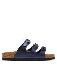 Birkenstock Klapki Florida 1030316 Granatowy. Niebieskie klapki Birkenstock, bez wzorów, ze skóry, bez obcasa. Za 469.99 zł.