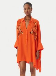 LOLA CASADEMUNT Sukienka koszulowa LS2615008 Pomarańczowy Oversize. Brązowe sukienki LOLA CASADEMUNT, s, bez wzorów, z wiskozy, bez kołnierzyka, bez ramiączek, koszulowe. Za 417.99 zł.