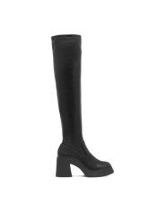 DeeZee Kozaki Emmaline LS5967-04 Czarny. Czarne kozaki DeeZee, ze skóry, bez obcasa, na słupku, bez zapięcia. Za 175.99 zł.