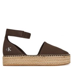 Espadryle Calvin Klein Jeans. Brązowe espadryle Calvin Klein Jeans, bez wzorów, z jeansu, bez obcasa, bez zapięcia. Za 229.99 zł.
