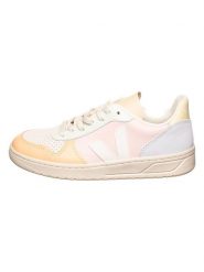 Veja Skórzane sneakersy "V 12" w kolorze biało-zielonym rozmiar: 37. Białe trampki Veja, bez wzorów, bez zapięcia. Za 404.10 zł.