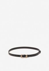 Czarny Casualowy Pasek Ozdobiony Metaliczną Klamrą Deranea. Czarne paski Renee, bez wzorów, z jeansu, eleganckie. Za 24.99 zł.