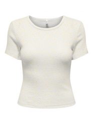 ONLY Koszulka w kolorze kremowo-żółtym rozmiar: M. Brązowe bluzki Only, m, bez wzorów, z bawełny, bez kołnierzyka, bez ramiączek. Za 60.99 zł.