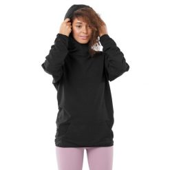 Bluza fitness damska Black Square-W. Czarne bluzy SIROKO, na zimę, uniwersalny, bez wzorów, z bawełny, z kapturem. W wyprzedaży za 109.95 zł.