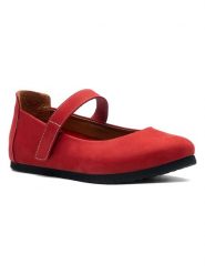 Comfortfusse Skórzane baleriny w kolorze czerwonym z paskiem rozmiar: 41. Czerwone baleriny Comfortfüße, bez wzorów, z nubiku, bez obcasa. Za 277.45 zł.