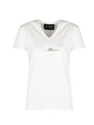 John Richmond T-shirt | HWP25045TS | Kobieta | Biały. Białe t-shirty John Richmond, s, bez wzorów, z bawełny, bez kołnierzyka, bez ramiączek. W wyprzedaży za 189.00 zł.