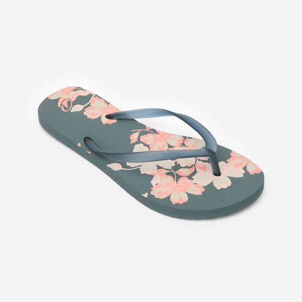 Japonki damskie Decathlon 120 Bouket. Brązowe klapki DECATHLON, bez wzorów, z materiału, bez obcasa, na płaskiej podeszwie. Za 24.99 zł.