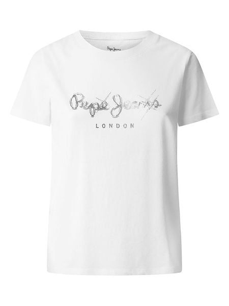 Pepe Jeans Koszulka "Leticia" w kolorze białym rozmiar: S. Białe bluzki Pepe Jeans, s, bez wzorów, z bawełny, bez kołnierzyka, bez ramiączek. Za 113.95 zł.