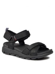 Rieker Sandały V8401-00 Czarny. Czarne sandały Rieker, bez wzorów, z materiału, bez obcasa, na płaskiej podeszwie, bez zapięcia. Za 339.99 zł.