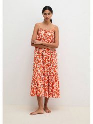 Marc O´Polo Bodywear Sukienka w kolorze pomarańczowo-białym rozmiar: M. Pomarańczowe sukienki m, bez wzorów, z wiskozy, bez kołnierzyka, bez ramiączek, maxi. Za 179.95 zł.