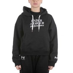 Damska bluza Under Armour Essential Script Hoodie Czarna Czarna. Czarne bluzy Under Armour, bez wzorów, z bawełny, bez kaptura. Za 392.99 zł.