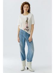 Oui Koszulka w kolorze białym rozmiar: 44. Białe bluzki Oui, bez wzorów, z bawełny, bez kołnierzyka, bez ramiączek. Za 165.99 zł.