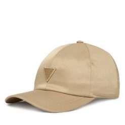 Czapka z daszkiem Guess. Brązowe czapki Guess, z aplikacjami. Za 159.99 zł.