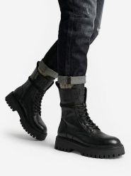 G-Star Raw Trzewiki EO-GEDIZ-8090-25 Czarny. Czarne botki G-Star, bez wzorów, ze skóry, bez obcasa, na płaskiej podeszwie, bez zapięcia. Za 479.99 zł.