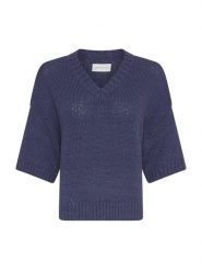 MOSS COPENHAGEN Sweter "Hannalie" w kolorze granatowym rozmiar: S/M. Niebieskie swetry Moss Copenhagen, m, bez wzorów, z bawełny, bez ramiączek. Za 176.08 zł.