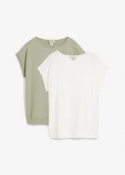 T-shirt z czystej bawełny organicznej (2 szt.). Niebieskie t-shirty bonprix, bez wzorów, z bawełny, bez kołnierzyka, bez ramiączek. Za 74.99 zł.