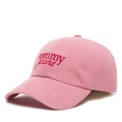 Czapka z daszkiem Tommy Jeans. Czerwone czapki Tommy Jeans, bez wzorów, z jeansu. Za 104.99 zł.