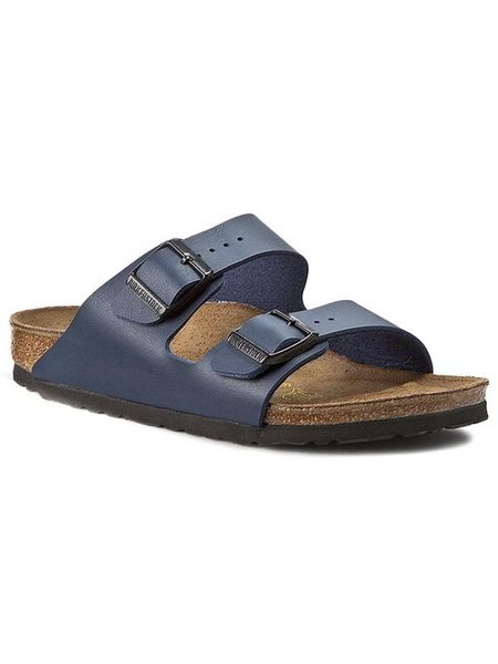 Birkenstock Klapki Arizona Birko-Flor 051753 Granatowy. Niebieskie klapki Birkenstock, bez wzorów, ze skóry, bez obcasa. Za 300.99 zł.