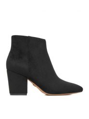 Nine West Botki CEO-ZAKIA-01 Czarny. Czarne botki Nine West, bez wzorów, z materiału, bez obcasa, na słupku, bez zapięcia. Za 269.99 zł.