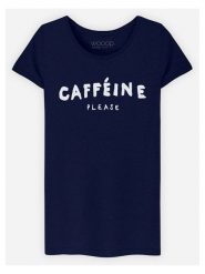 WOOOP Koszulka "Caffeine Please" w kolorze granatowym rozmiar: XXL. Niebieskie bluzki Wooop, xxl, bez wzorów, z bawełny, bez kołnierzyka, bez ramiączek. Za 61.95 zł.