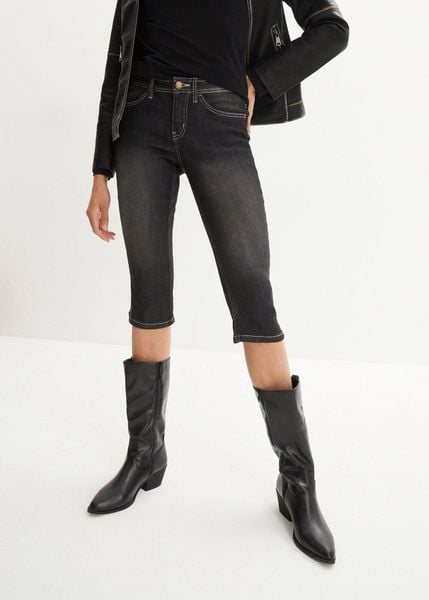 Komfortowe jeansy rybaczki (2 szt.). Niebieskie jeansy bonprix, bez wzorów. Za 179.99 zł.