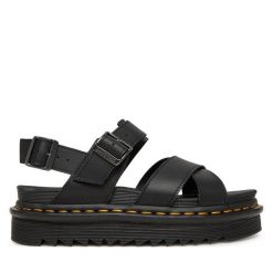 Sandały Dr. Martens. Czarne sandały Dr. Martens, bez wzorów, bez obcasa, na płaskiej podeszwie, bez zapięcia. Za 479.99 zł.