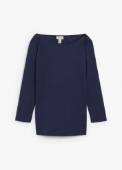 Bluzka z czystej bawełny organicznej. Czarne bluzki bonprix, bez wzorów, z bawełny, klasyczne, bez kołnierzyka, bez ramiączek. Za 49.99 zł.
