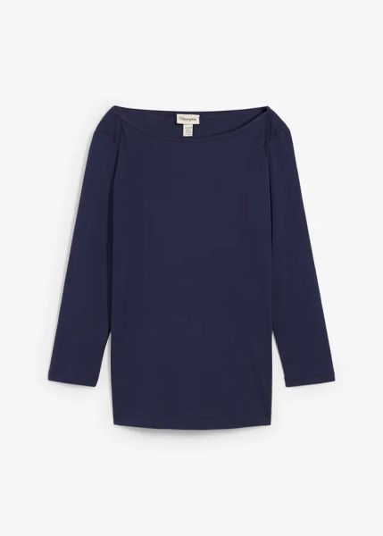 Bluzka z czystej bawełny organicznej. Czarne bluzki bonprix, bez wzorów, z bawełny, klasyczne, bez kołnierzyka, bez ramiączek. Za 49.99 zł.