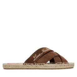 Klapki LOVE MOSCHINO. Brązowe klapki Love Moschino, bez wzorów, bez obcasa. Za 829.99 zł.