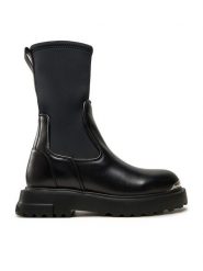 LOVE MOSCHINO Botki JA24114G0LIM600A Czarny. Czarne botki Love Moschino, bez wzorów, z materiału, bez obcasa, na płaskiej podeszwie, bez zapięcia. Za 1,139.00 zł.