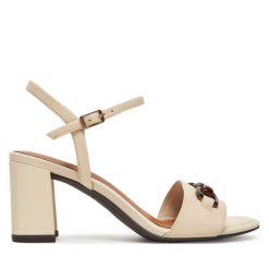 Sandały Tamaris. Brązowe sandały Tamaris, bez wzorów, bez obcasa, na słupku, bez zapięcia. Za 309.99 zł.
