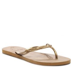Japonki Havaianas. Brązowe klapki Havaianas, bez wzorów, bez obcasa. Za 59.99 zł.