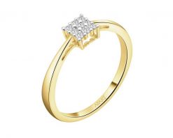 Pierścionek z żółtego złota z brylantami - 0,09 ct - próba 585. Żółte pierścionki Apart, z brylantem, złote. Za 2,249.00 zł.