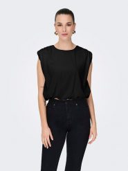 JDY Top w kolorze czarnym rozmiar: XL. Czarne topy JDY, xl, bez wzorów, z bawełny, bez kołnierzyka, bez ramiączek. Za 65.85 zł.